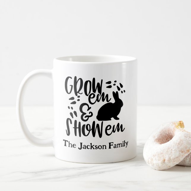 Show Rabbit Custom Name Coffee Mug (With Donut)