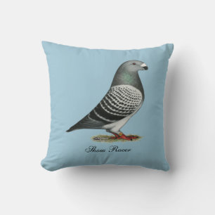 Show Racer Blue Chequered Pigeon Throw Pillow