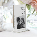 Show-Stopping Photo Wedding Table Number Cards<br><div class="desc">Make your wedding reception unforgettable with these stunning personalized photo wedding number card! Wow your guests with a unique way to display your love story. Simply upload your favourite photo and add your names and wedding date for a touching and elegant centerpiece that doubles as a functional table number. Crafted...</div>