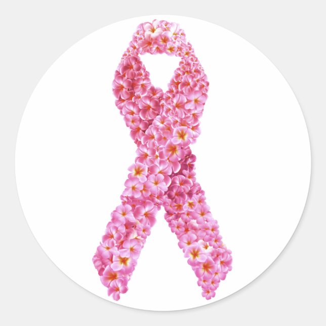 Show Support Breast Cancer Awareness Pink Ribbon Classic Round Sticker (Front)
