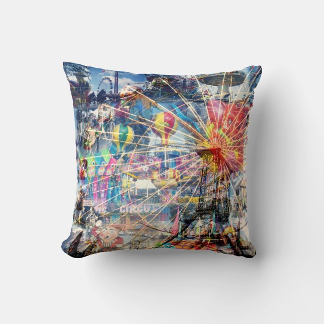 Show Time Decoupage Throw Cushion. Pillow (Front)