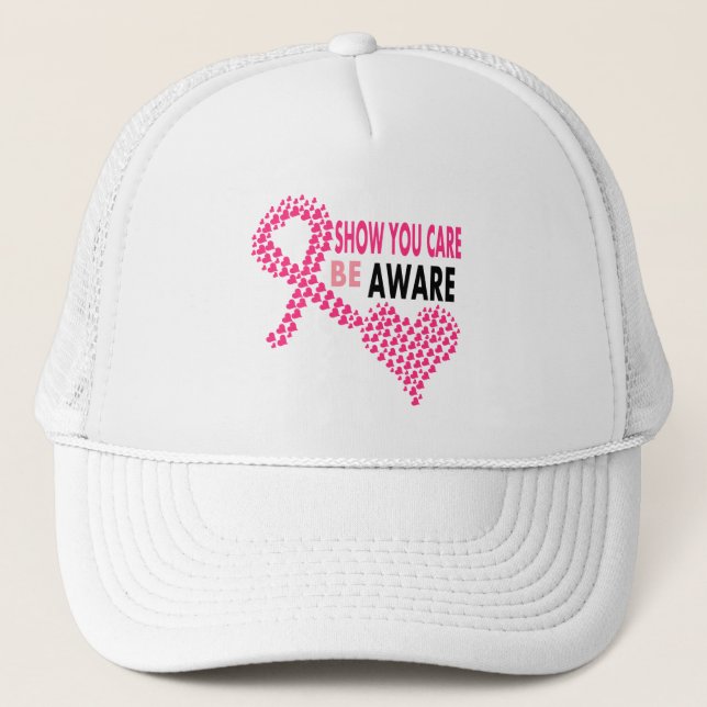Show You Care Be Aware Breast Cancer Awareness Trucker Hat (Front)
