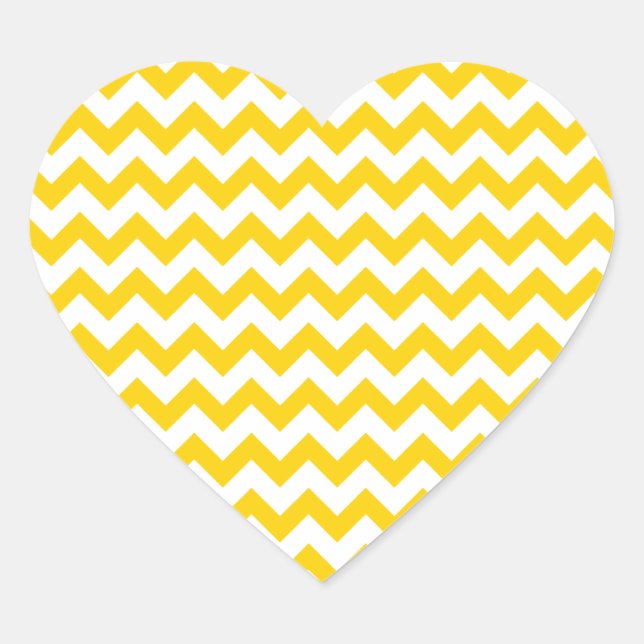 Show Your Love: Canary Yellow White Zigzag Chevron Heart Sticker (Front)