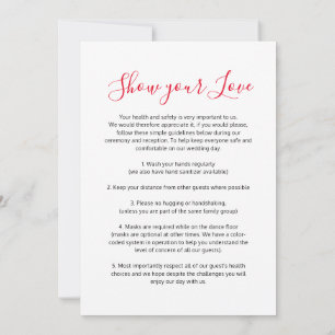 Show your love social distance guidelines wedding announcement