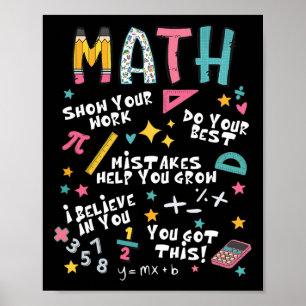 Show Your Work Funny Math Teacher First Day Back T Poster