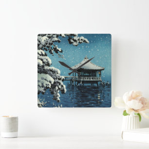 Showa Era, Winter by Tsuchiya Koitsu Square Wall Clock