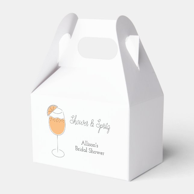 Shower and Spritz Bubbly Cocktail Bridal Shower Favor Box (Front Side)