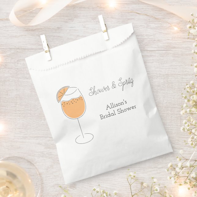Shower and Spritz Bubbly Cocktail Bridal Shower Favour Bag (Clipped)