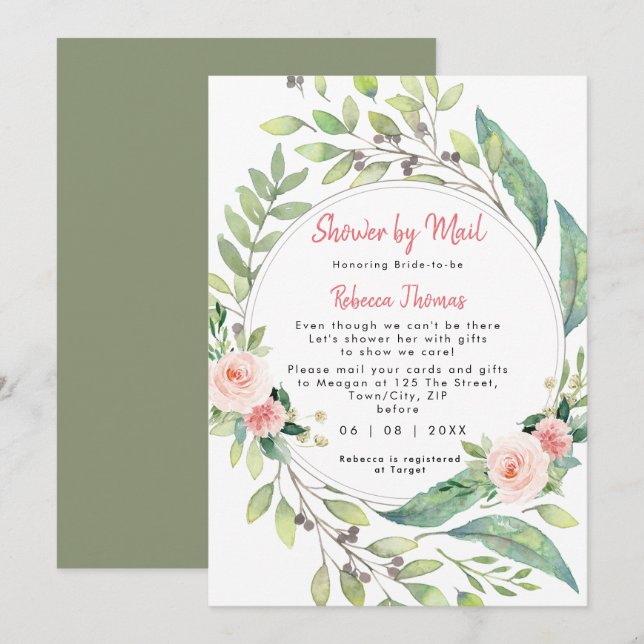 shower by mail afar floral bridal shower invitation (Front/Back)