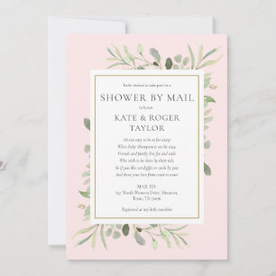 Shower By Mail Baby Shower Pink Greenery  Invitation