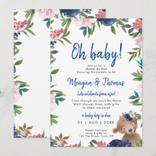 shower by mail from afar bear blue baby shower invitation