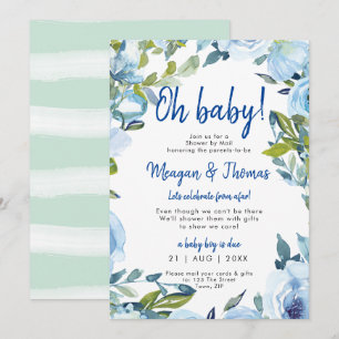 shower by mail from afar floral blue baby shower invitation