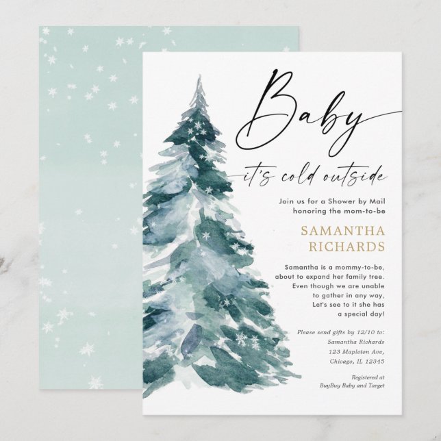 Shower by Mail gender neutral winter baby shower Invitation (Front/Back)