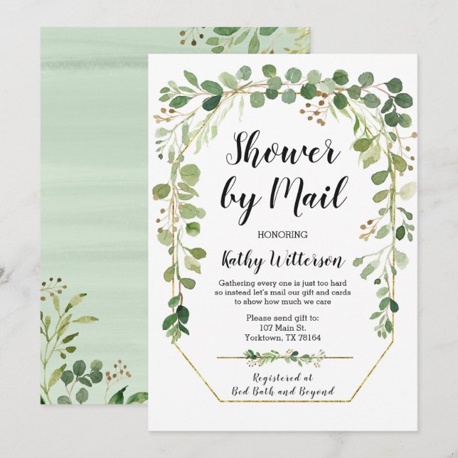 Shower by Mail Greenery Baby shower Invitation (Devant / Derrière)