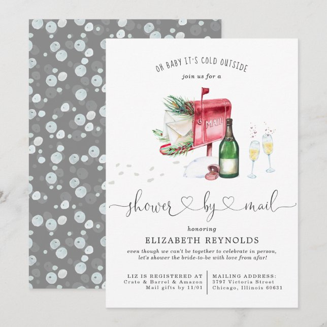 Shower by Mail | Winter Christmas Bridal Shower Invitation (Front/Back)