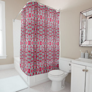 Shower Curtain - 010 - Grey and Red
