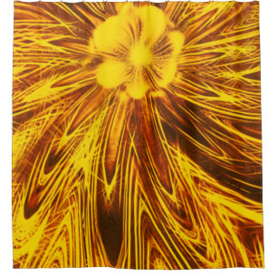 Shower Curtain Abstract Lines Yellow Flower