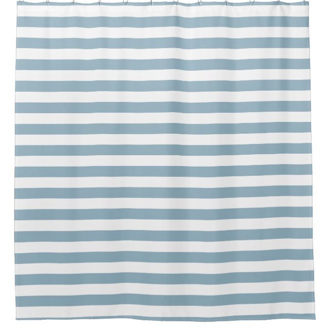Shower Curtain - Aquamarine Blue Summer Stripes (Front)