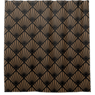 Shower Curtain - Art Deco Fan Black & Brown