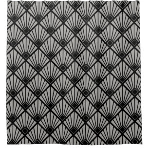 Shower Curtain - Art Deco Fan Black & Grey