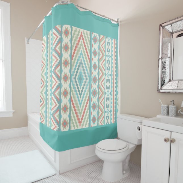 Shower Curtain/Aztec Tribal Pattern (In Situ)