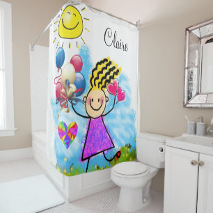 Shower Curtain Balloons Sun Girl