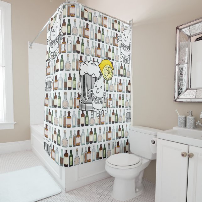 Shower Curtain Beer Lemons (In Situ)