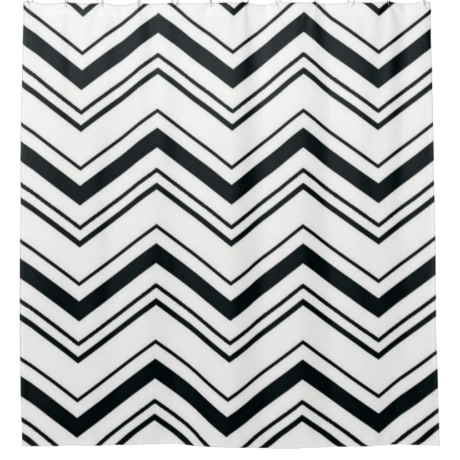 Shower Curtain/Black and White Zig Zags (Front)