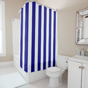 Shower Curtain Blue and White Stripes