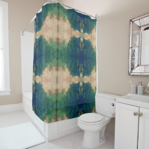Shower Curtain - Blue & Beige