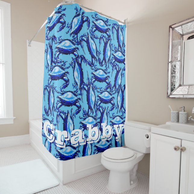 Shower Curtain Blue Crabs Crabby (In Situ)