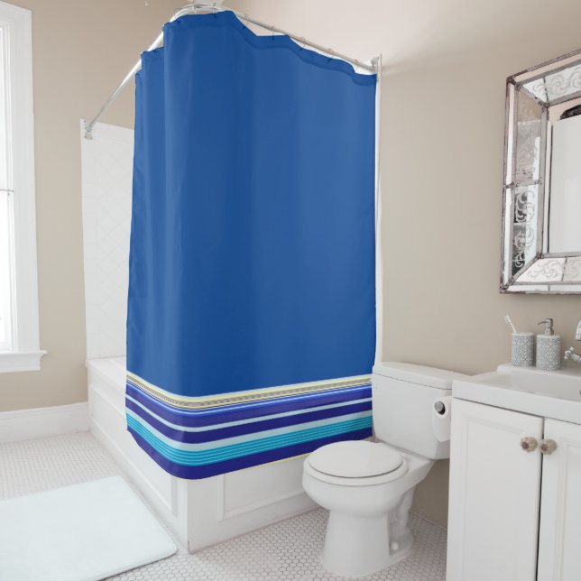 Shower Curtain Blue Stripe (In Situ)