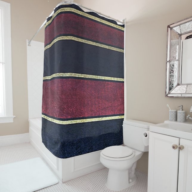 Shower Curtain Burgundy Gold (In Situ)