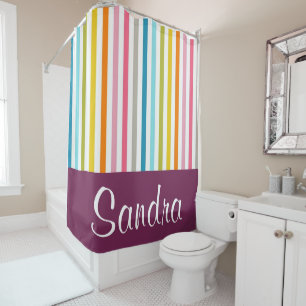 Shower Curtain Burgundy Stripe
