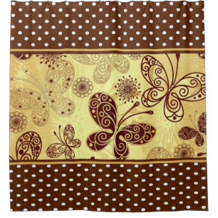 Shower Curtain/Butterflies, Flowers and Polka Dots