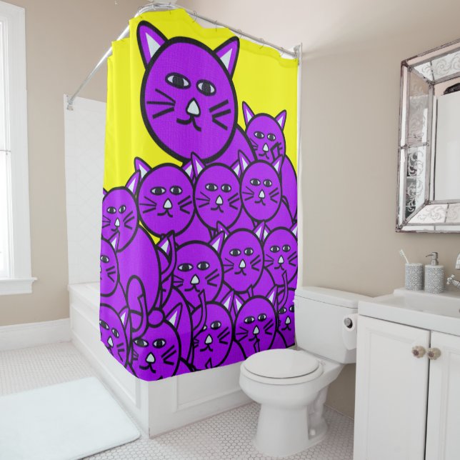 Shower Curtain Cats (In Situ)