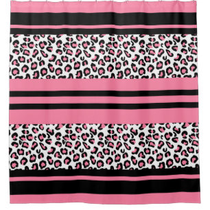Shower Curtain/Cheetah Print Pink, Black and White