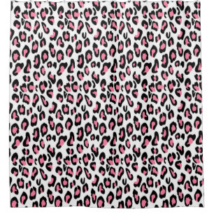 Shower Curtain/Cheetah Print Pink, Black and White