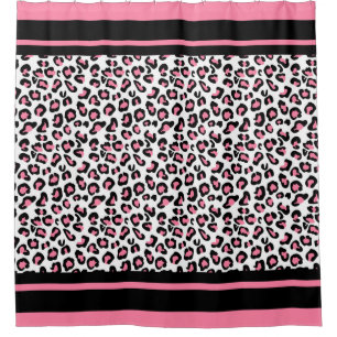 Shower Curtain/Cheetah Print Pink, Black and White