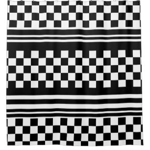Shower Curtain/Chequered and Stripes
