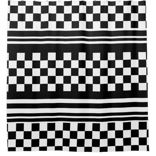 Shower Curtain/Chequered and Stripes (Front)