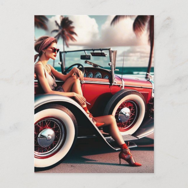 Shower Curtain Classic car Postcard (Front)