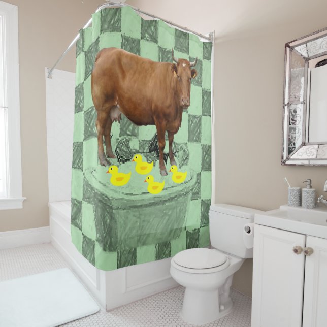 Shower curtain cows (In Situ)
