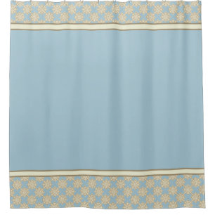 Shower Curtain Cream medallions on sky blue
