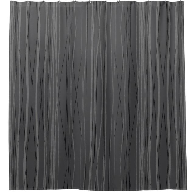 Shower Curtain Dark Charcoal Flowing Lines Modern (Front)