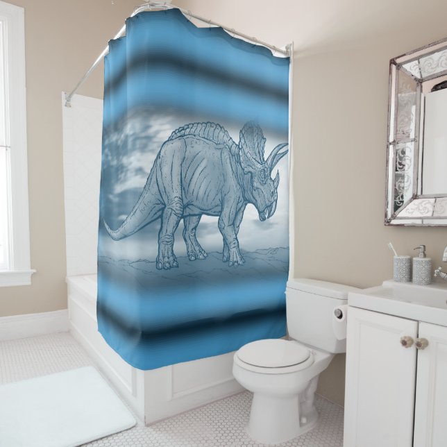 Shower Curtain Dinosaur (In Situ)