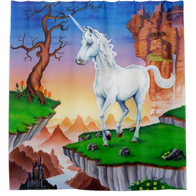 Shower curtain fantasy unicorn design (Front)