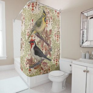 Shower Curtain Floral Bird