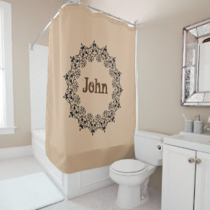 Shower Curtain Floral Black Monogram