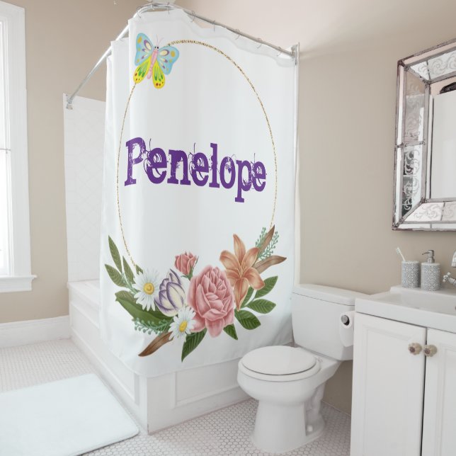 Shower Curtain Floral Butterfly (In Situ)